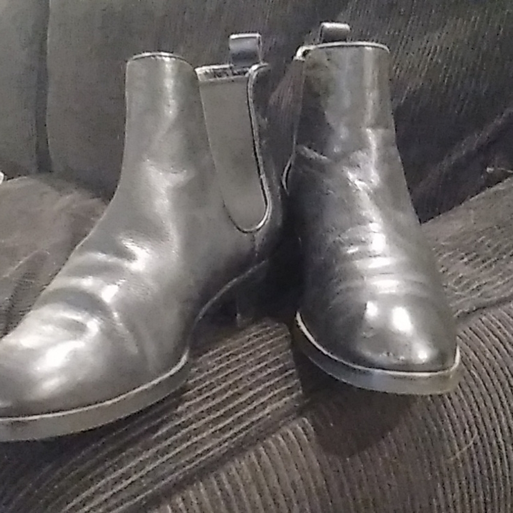 Cole Haan biker type boots. Black leather.